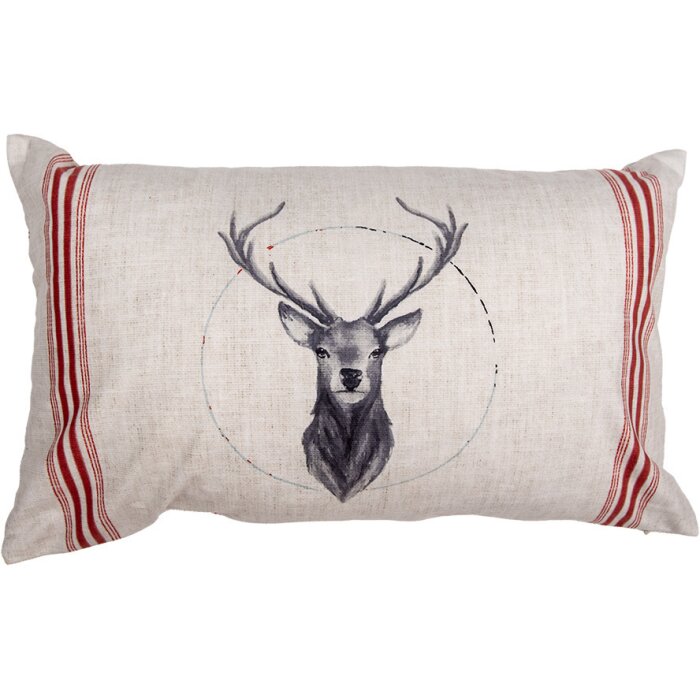 Clayre & Eef NWV36-4 Funda de Cojín Beige Motivo Ciervo Rojo Estilo Campestre 30x50 cm