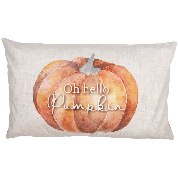 Clayre & Eef PPS36-1 Funda de Cojín Motivo Calabaza Beige Naranja 30x50 cm Estilo Campestre
