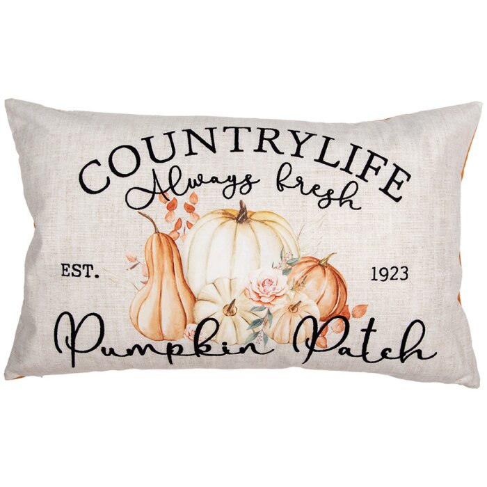Clayre & Eef PPS36-2 Funda de Cojín Beige Naranja Country Style 30x50 cm Poliéster