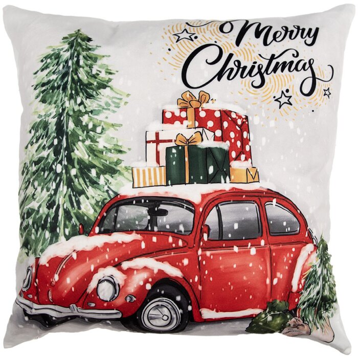 Clayre & Eef KT021.374 Funda de cojín Beige Rojo 45x45 cm Estilo rústico