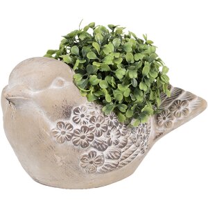 Clayre & Eef 6TE0541 Maceta Pájaro Beige Marrón 25x14x14 cm Estilo Campestre