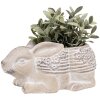 Clayre & Eef 6TE0543 Maceta Conejo Beige Marrón 30x17x13 cm Piedra
