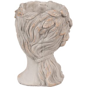 Clayre & Eef 6TE0546L Maceta Cabeza Piedra Gris 22x20x30 cm