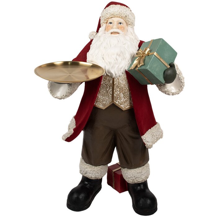 Clayre & Eef 5PR0140 Papá Noel Figura decorativa Rojo Blanco 56x50x91 cm Poliresina