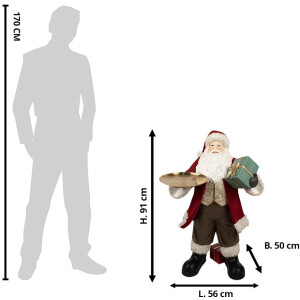 Clayre & Eef 5PR0140 Papá Noel Figura decorativa Rojo Blanco 56x50x91 cm Poliresina