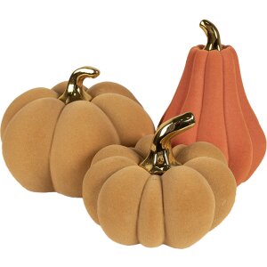 Clayre & Eef Decoración Calabaza Oro Amarillo Cerámica Ø 18x14 cm