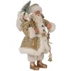 Clayre & Eef Papá Noel Figura Decorativa Oro Blanco 17x10x27 cm