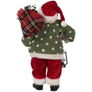 Clayre & Eef 65592 Papá Noel Figura Decorativa 17x11x27 cm Verde Rojo Textil