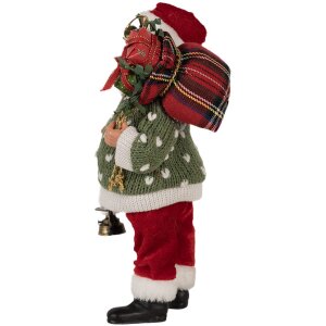 Clayre & Eef 65592 Papá Noel Figura Decorativa 17x11x27 cm Verde Rojo Textil