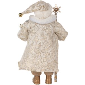 Clayre & Eef 65593 Decoración Navideña Papá Noel Oro Blanco 16x10x27 cm