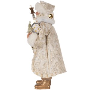 Clayre & Eef 65593 Decoración Navideña Papá Noel Oro Blanco 16x10x27 cm