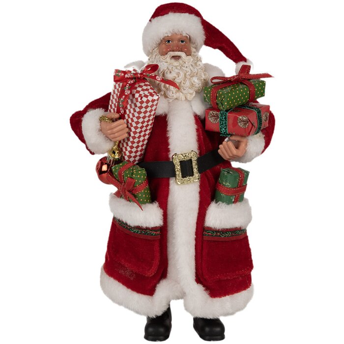 Clayre & Eef 65594 Decoración Navideña Papá Noel Rojo Blanco 16x10x27 cm