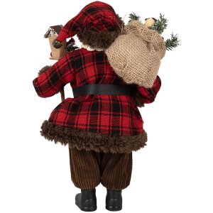 Clayre & Eef 65595 Papá Noel figura decorativa 18x10x27 cm rojo marrón estilo campestre