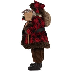 Clayre & Eef 65595 Papá Noel figura decorativa 18x10x27 cm rojo marrón estilo campestre