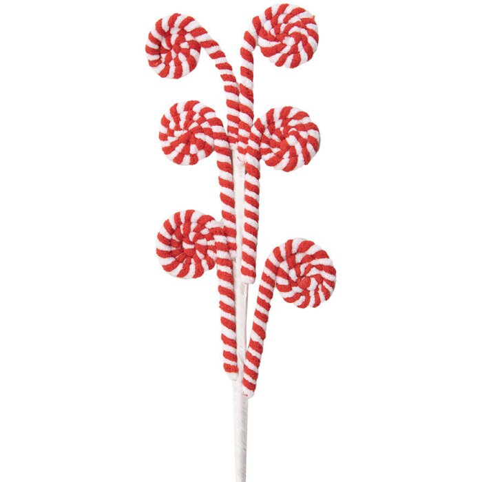 Clayre & Eef 65859 Decoración navideña bastón de caramelo rojo blanco 12x1x62 cm plástico