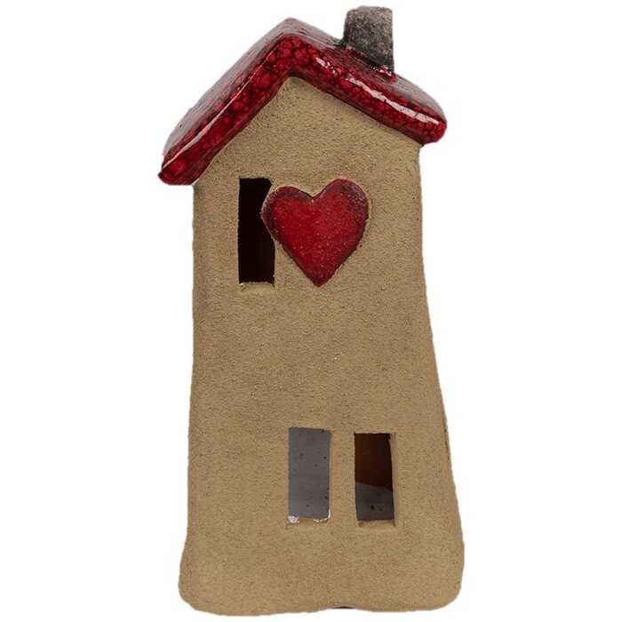 Clayre & Eef 6CE1775 Casa Decorativa Cerámica Marrón Rojo 10x7x19 cm Estilo Campestre
