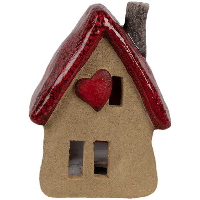 Clayre & Eef 6CE1776 Decoración Casa Marrón Rojo 12x9x16 cm Navidad Cerámica