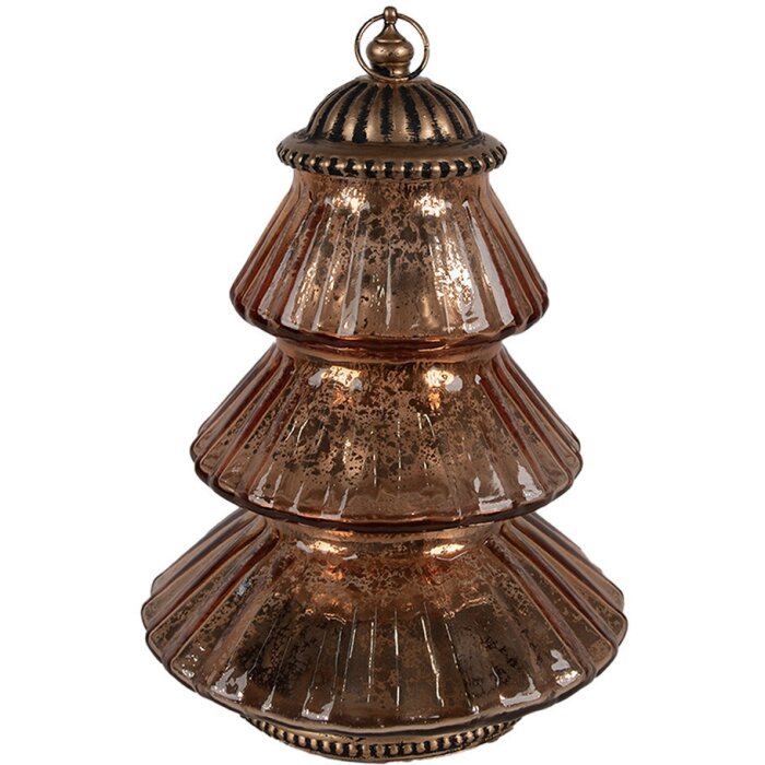 Clayre & Eef 6GL4574KO Árbol de Navidad LED Ø 16x22 cm cobre vidrio estilo campestre
