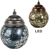 Clayre & Eef 6GL4594 LED decoración vidrio azul blanco Ø 11x15 cm estilo country 2xAAA