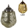 Clayre & Eef 6GL4596 Decoración LED Cristal Verde Floral Ø 13x19 cm 2xAAA