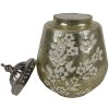 Clayre & Eef 6GL4596 Decoración LED Cristal Verde Floral Ø 13x19 cm 2xAAA