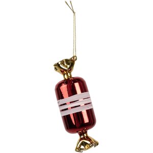 Clayre & Eef 6GL4647 Árbol de Navidad de vidrio rojo Ø 5x14 cm
