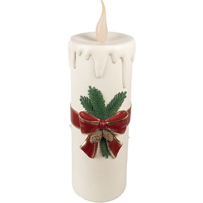 Clayre & Eef 6PR4237 Vela Decorativa LED Blanco Rojo 18x20x56 cm 3xAA