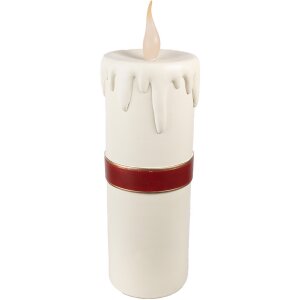 Clayre & Eef 6PR4237 Vela Decorativa LED Blanco Rojo 18x20x56 cm 3xAA