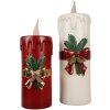 Clayre & Eef 6PR4237 Vela Decorativa LED Blanco Rojo 18x20x56 cm 3xAA