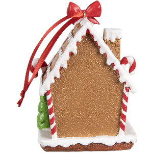 Clayre & Eef 6PR4254 Etiqueta navideña casita de jengibre marrón blanco 7x5x9 cm