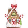 Clayre & Eef 6PR4254 Etiqueta navideña casita de jengibre marrón blanco 7x5x9 cm