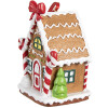 Clayre & Eef 6PR4254 Etiqueta navideña casita de jengibre marrón blanco 7x5x9 cm