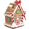 Clayre & Eef 6PR4254 Etiqueta navideña casita de jengibre marrón blanco 7x5x9 cm
