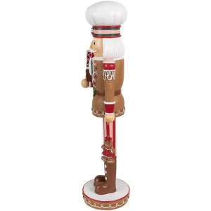 Clayre & Eef 6PR4257 Decoración navideña Cascanueces Marrón Rojo 13x12x46 cm Poliresina