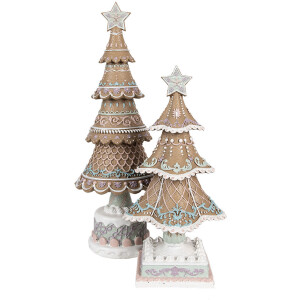 Clayre & Eef 6PR4324 Árbol de Navidad Decorativo Marrón Rosa Ø 16x42 cm Estilo Campestre