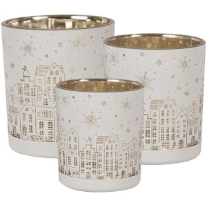 Clayre & Eef 6GL4657 Portacandelitas Set de 3 Copos...