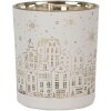 Clayre & Eef 6GL4657 Portacandelitas Set de 3 Copos de Nieve Oro Blanco