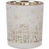Clayre & Eef 6GL4657 Portacandelitas Set de 3 Copos de Nieve Oro Blanco