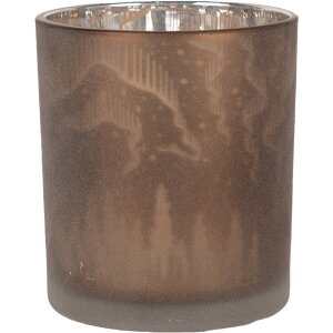 Clayre & Eef 6GL4660 Portavelas de té motivo ciervo marrón Ø 7x8 cm cristal