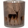 Clayre & Eef 6GL4660 Portavelas de té motivo ciervo marrón Ø 7x8 cm cristal