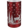 Clayre & Eef 6GL4669 Portacandelitas LED de cristal Ø 8x12 cm Copos de nieve de reno