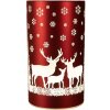 Clayre & Eef 6GL4669 Portacandelitas LED de cristal Ø 8x12 cm Copos de nieve de reno