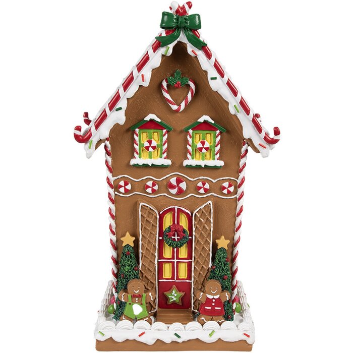 Clayre & Eef 6PR4251 Casa de Jengibre Decoración Marrón Blanco 18x14x31 cm
