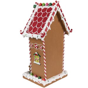 Clayre & Eef 6PR4251 Casa de Jengibre Decoración Marrón Blanco 18x14x31 cm