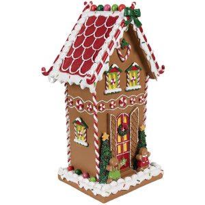 Clayre & Eef 6PR4251 Casa de Jengibre Decoración Marrón Blanco 18x14x31 cm