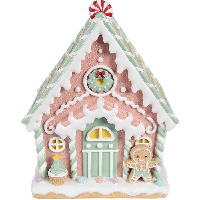 Clayre & Eef 6PR4263 Casa Decorativa Rosa 20x16x25 cm Poliresina Navidad