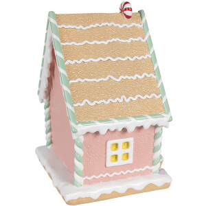 Clayre & Eef 6PR4263 Casa Decorativa Rosa 20x16x25 cm Poliresina Navidad