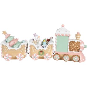Clayre & Eef 6PR4266 Decoración Tren Beige Rosa 45x12x19 cm Poliresina
