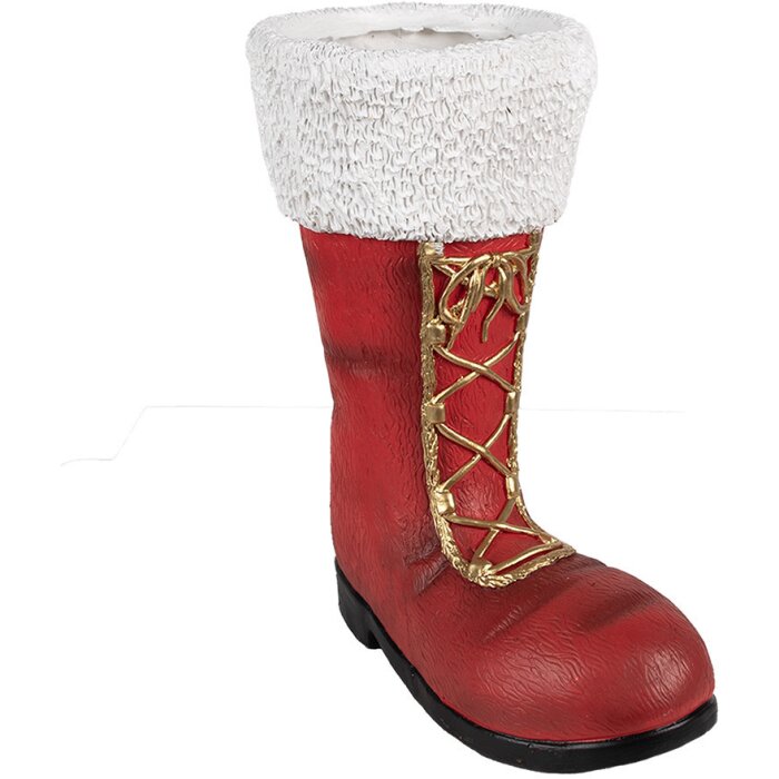 Clayre & Eef 6MG0048 Botas Decoración Navideña Rojo Blanco 32x19x36 cm
