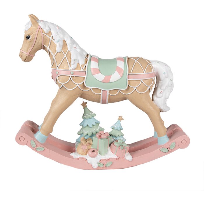 Clayre & Eef 6PR4260 Caballo balancín decorativo Beige 41x10x37 cm Poliresina Casa de campo